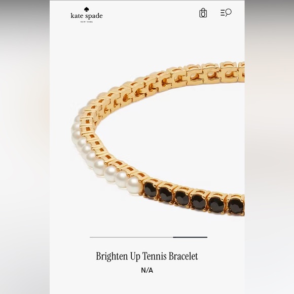 Kate Spade Brighten Up Tennis Bracelet. Black cubic zirconia + white pearls. NWT - Picture 4 of 6